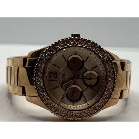 Fossil ES3590 Women Gold Stainless Steel Analog Rose Gold Dial Wrist Watch KL216 - Picture 6 of 11